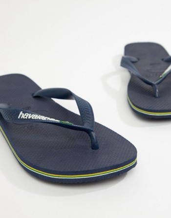 Havaianas Brasil Logo Tamnoplave - Muške Japanke | 17238HWGQ